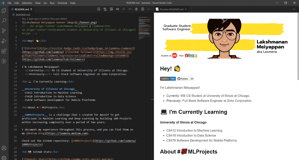 Profile REAME Markdown Preview